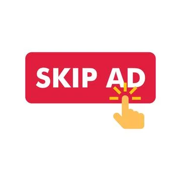 Finger pressing skip ad button avoiding online advertisement Stock Illustration
