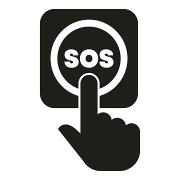 Finger pressing sos emergency button for help Stock Illustration