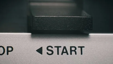 Finger Pressing Start Button Analog Device Stock Footage 322714153