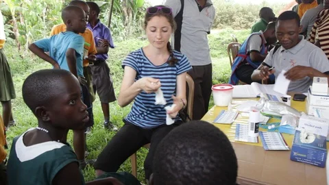 Finger-prick test for HIV in Uganda, Africa. Stock Footage 96176328