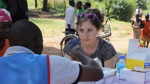 Finger-prick test for HIV in Uganda, Africa. Stock Footage 96380941