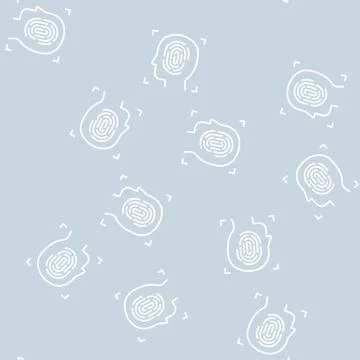 Finger print and face id line seamless pattern Stock Illustration