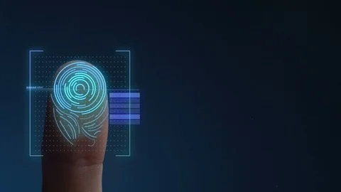 Finger Print Biometric Scanning Identification System. Copy Space Stock-Footage 99953055