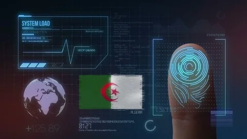 Finger Print Biometric Scanning Identification System. Algeria Nationality Stock Footage 101386813