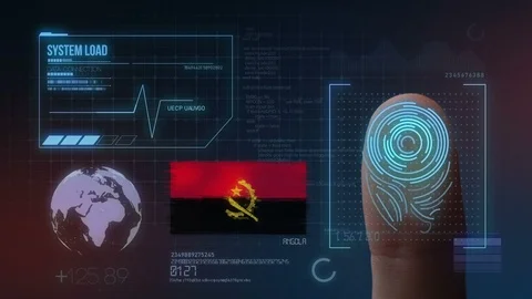 Finger Print Biometric Scanning Identification System. Angola Nationality Stock Footage 101387063