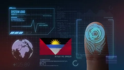Finger Print Biometric Scanning Identification System. Antigua and Barbuda Na Stock Footage 101387404