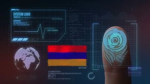 Finger Print Biometric Scanning Identification System. Armenia Nationality Stock Footage 101387718