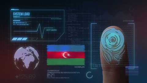 Finger Print Biometric Scanning Identification System. Azerbaijan Nationality Stock Footage 101388089