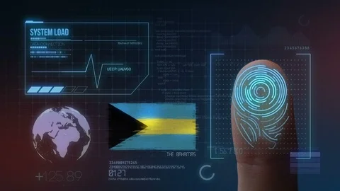 Finger Print Biometric Scanning Identification System. The Bahamas Nationalit Stock Footage 102351668