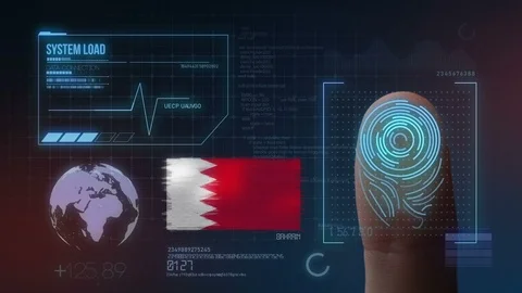 Finger Print Biometric Scanning Identification System. Bahrain Nationality Stock Footage 102351767
