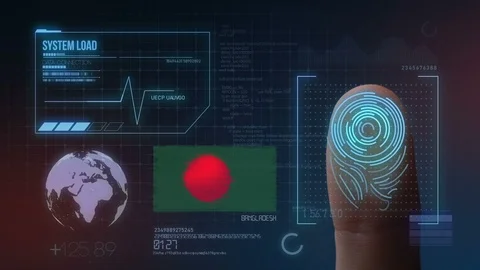 Finger Print Biometric Scanning Identification System. Bangladesh Nationality Stock Footage 102351871