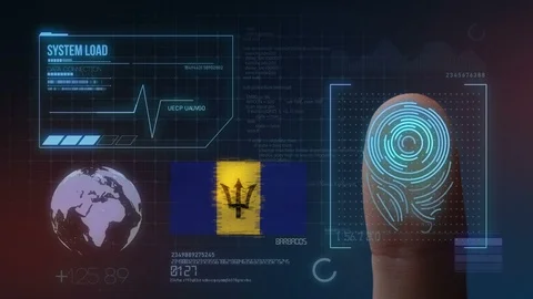 Finger Print Biometric Scanning Identification System. Barbados Nationality Stock Footage 102351925