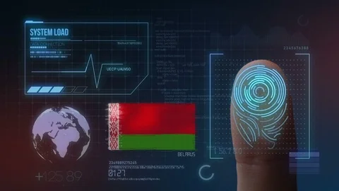 Finger Print Biometric Scanning Identification System. Belarus Nationality Stock Footage 102352191