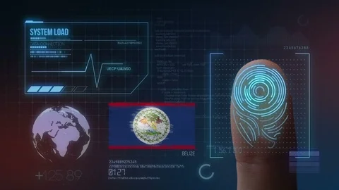 Finger Print Biometric Scanning Identification System. Belize Nationality Stock Footage 102352486