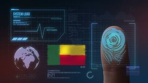 Finger Print Biometric Scanning Identification System. Benin Nationality Stock Footage 102352954