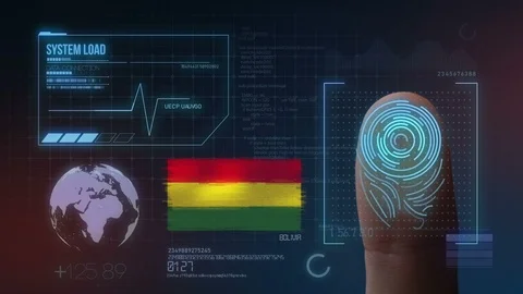 Finger Print Biometric Scanning Identification System. Bolivia Nationality Stock Footage 102354248