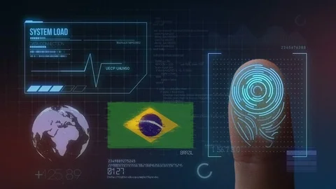 Finger Print Biometric Scanning Identification System. Brazil Nationality Stock Footage 102355470
