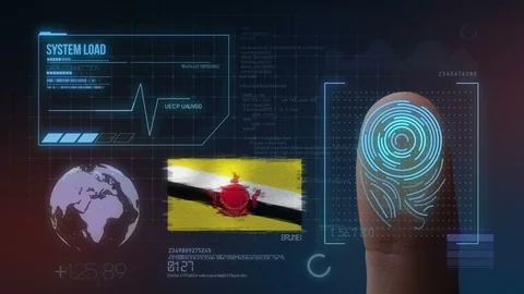 Finger Print Biometric Scanning Identification System. Brunei Nationality Stock Footage 102355772