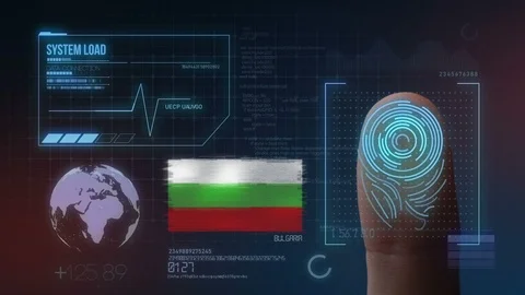 Finger Print Biometric Scanning Identification System. Bulgaria Nationality Stock Footage 102356048