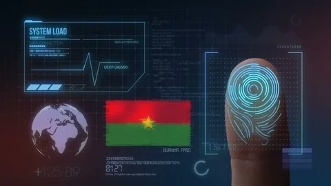 Finger Print Biometric Scanning Identification System. Burkina Faso Nationali Stock Footage 102356488