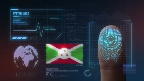 Finger Print Biometric Scanning Identification System. Burundi Nationality Stock Footage 102356784