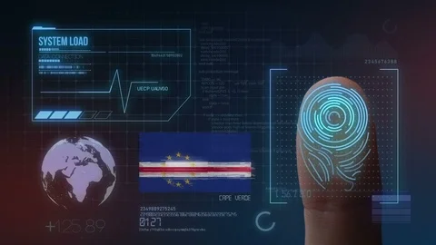 Finger Print Biometric Scanning Identification System. Cape Verde Nationality Stock Footage 102357094