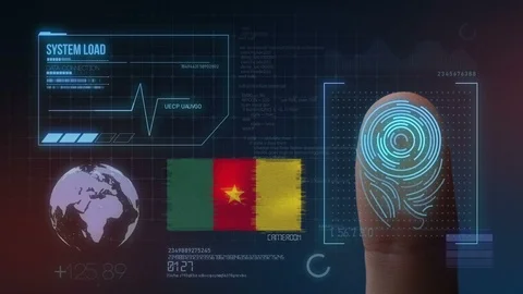 Finger Print Biometric Scanning Identification System. Cameroon Nationality Stock Footage 102358025