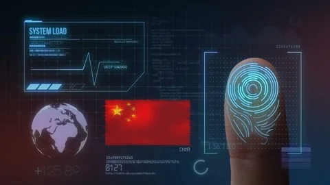 Finger Print Biometric Scanning Identification System. China Nationality Stock Footage 102362022