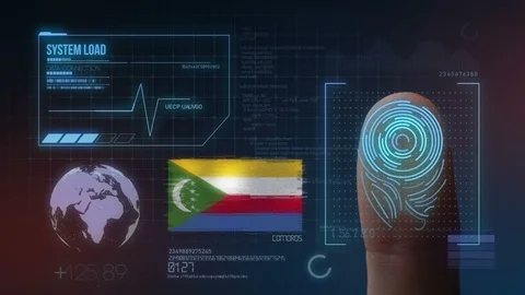 Finger Print Biometric Scanning Identification System. Comoros Nationality Stock Footage 102363529