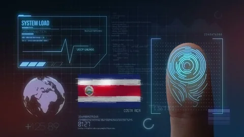 Finger Print Biometric Scanning Identification System. Costa Rica Nationality Stock Footage 102375096