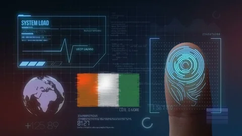 Finger Print Biometric Scanning Identification System. Ivory Coast Nationalit Stock Footage 102388479