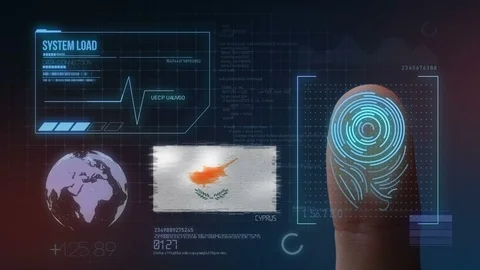 Finger Print Biometric Scanning Identification System. Cyprus Nationality Stock Footage 102393336