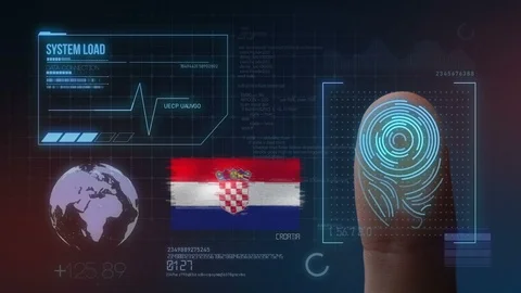 Finger Print Biometric Scanning Identification System. Croatia Nationality Stock Footage 102412157