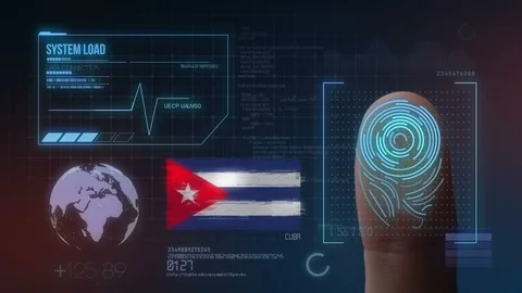 Finger Print Biometric Scanning Identification System. Cuba Nationality Stock Footage 102413329