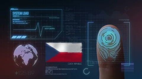 Finger Print Biometric Scanning Identification System. Czech Republic Nationa Stock Footage 102413939