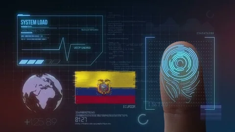 Finger Print Biometric Scanning Identification System. Ecuador Nationality Stock Footage 102450824