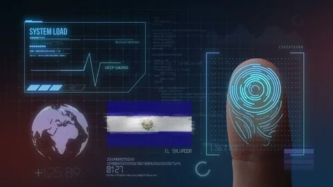Finger Print Biometric Scanning Identification System. El Salvador Nationalit Stock Footage 102452756