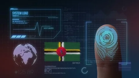 Finger Print Biometric Scanning Identification System. Dominica Nationality Stock Footage 102478495