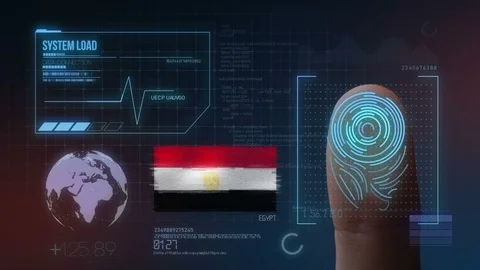 Finger Print Biometric Scanning Identification System. Egypt Nationality Stock Footage 102478654