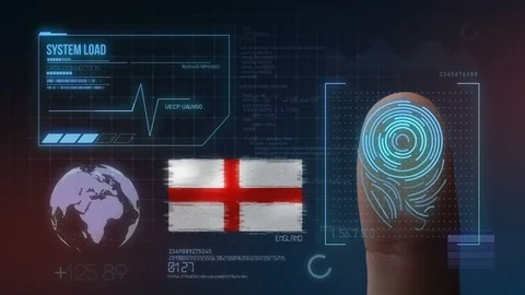 Finger Print Biometric Scanning Identification System. England Nationality Stock Footage 102478754