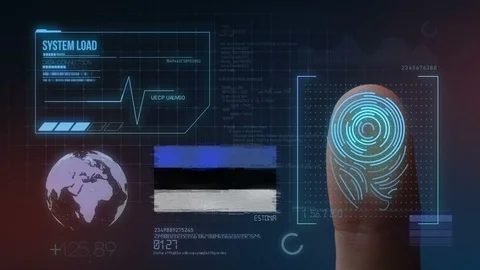 Finger Print Biometric Scanning Identification System. Estonia Nationality Stock Footage 102479372
