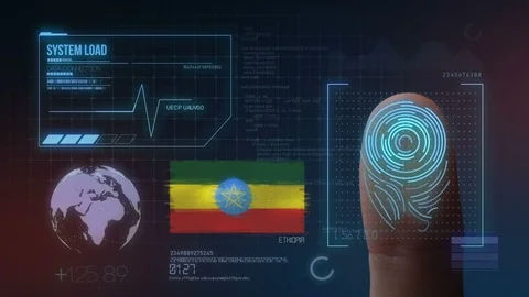 Finger Print Biometric Scanning Identification System. Ethiopia Nationality Stock Footage 102479654