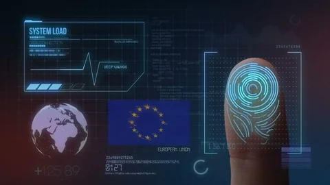 Finger Print Biometric Scanning Identification System. European Nationality Stock Footage 102479944