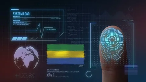 Finger Print Biometric Scanning Identification System. Gabon Nationality Stock Footage 102481214