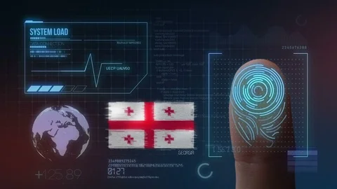 Finger Print Biometric Scanning Identification System. Georgia Nationality Stock Footage 102482129