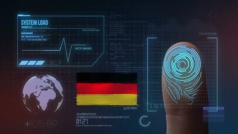 Finger Print Biometric Scanning Identification System. Germany Nationality Stock Footage 102482346