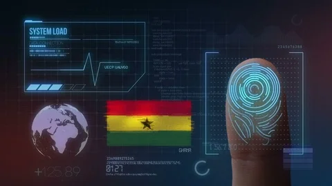 Finger Print Biometric Scanning Identification System. Ghana Nationality Stock Footage 102483260