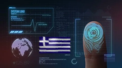 Finger Print Biometric Scanning Identification System. Greece Nationality Stock Footage 102483938