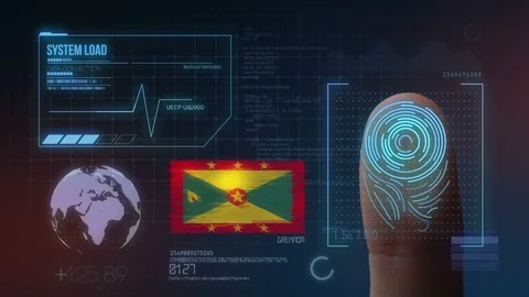 Finger Print Biometric Scanning Identification System. Grenada Nationality Stock Footage 102484665