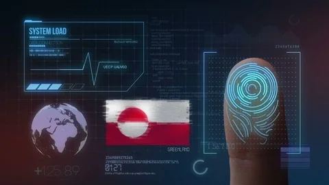 Finger Print Biometric Scanning Identification System. Greenland Nationality Stock Footage 102486985